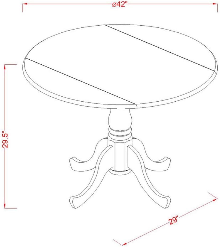 East West Furniture DLNI3-BCH-C 3 Piece Kitchen Table Set for Small Spaces Contains a Round Dining Table with Dropleaf and 2 Linen Fabric Dining Room Chairs, 42x42 Inch, Black & Cherry