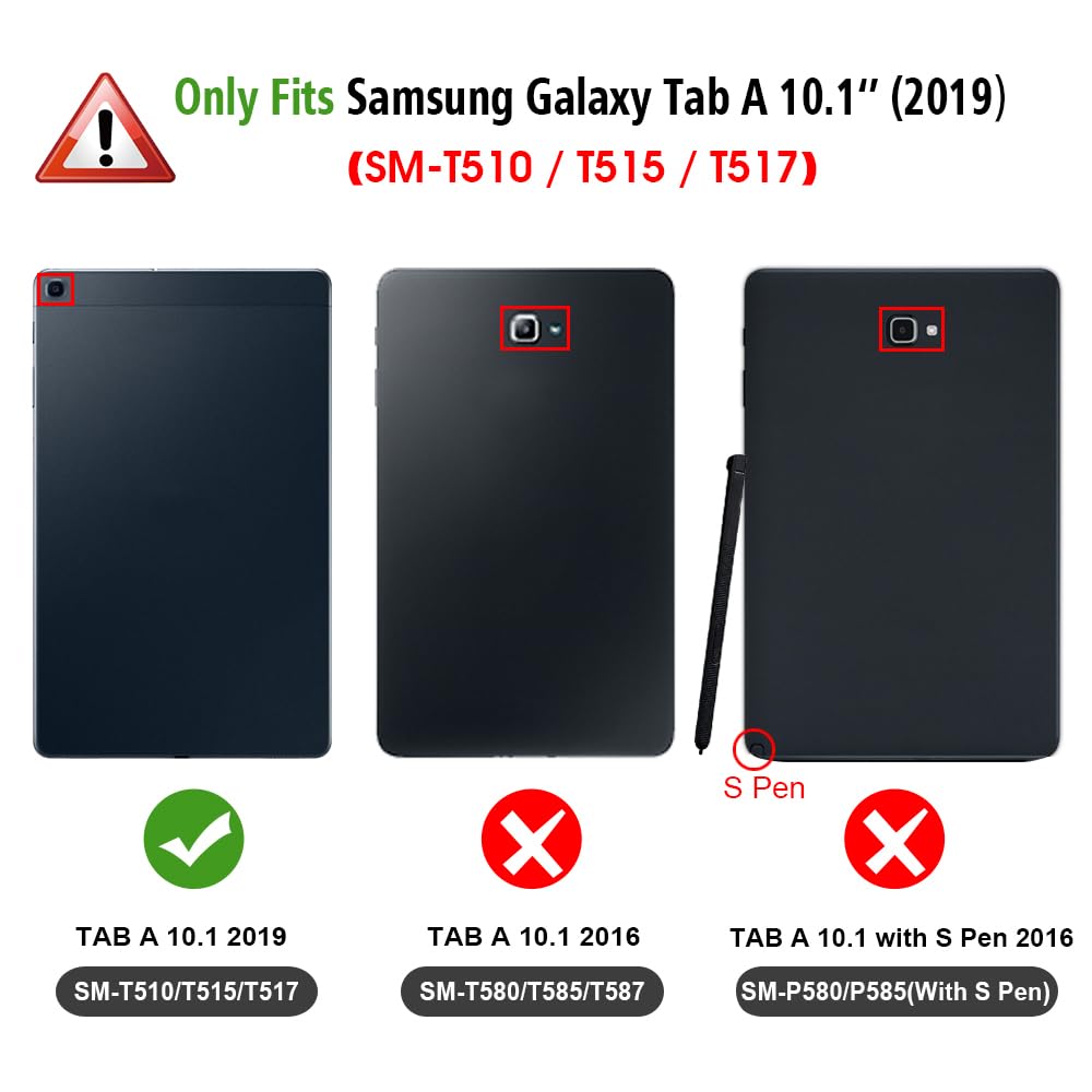 Fintie Keyboard Case For Samsung Galaxy Tab A 10.1 2019 Model Sm-T510/T515/T517, Slim Shell Lightweight Stand Cover With Detacha