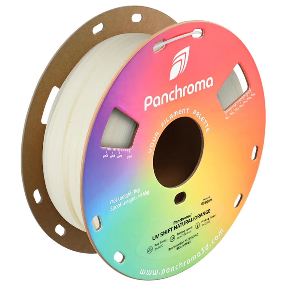 Polymaker Panchroma PLA Filament, UV Shift Natural/Orange 1.75mm 3D Printing Filament Color Changing Natural to Orange, 3D Print