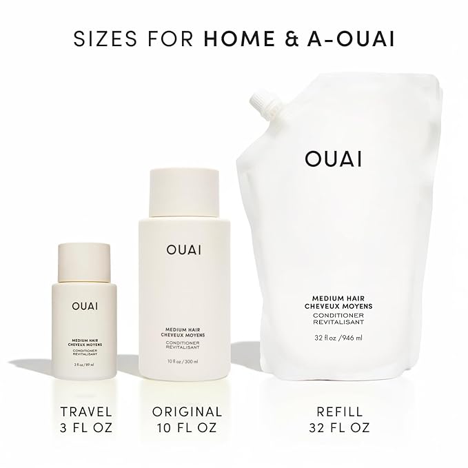 OUAI Medium Conditioner - Hydrating Hair Conditioner with Coconut Oil, Babassu Oil, and Keratin - Strengthens, Repairs and Adds Shine - Paraben and Phthalate Free Hair Care Products (10 Oz)