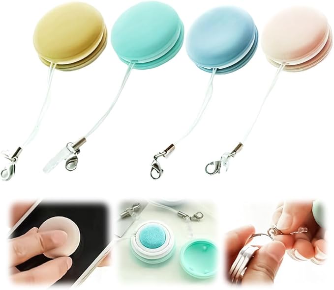 AIIONP Macaron Phone Screen Cleaner, 2026 Upgrade Macaron Shape Phone Screen Cleaner, Portable Smartphone Cleaning Pendant for Lanyard, Cute Decorative Pendant Screen Cleaning Tools (4)