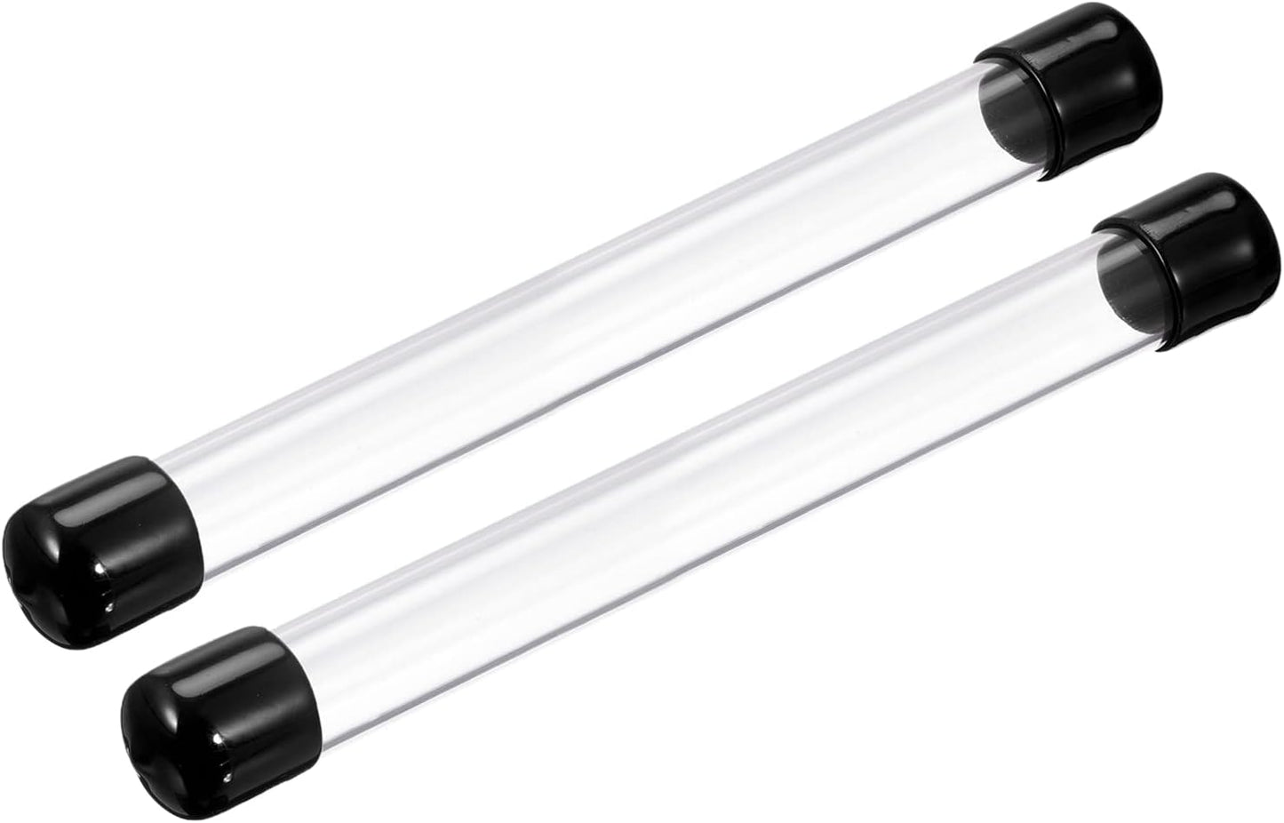 PATIKIL Clear Rigid Tube Round Plastic Tubing with Black Rubber Caps Polycarbonate Water Pipe, 305mm/ 12 Inch Length, 16mmx20mm/0.63"x0.8", 2 Set