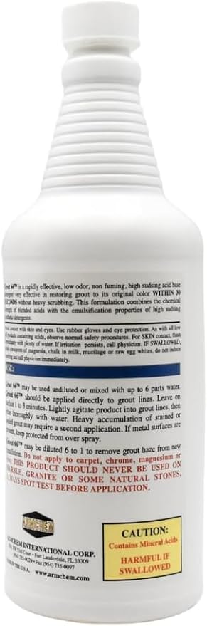 Grout66: Grout and Tile Cleaner with Low-Odor, Non-Fuming Formula Ideal for Heavy-Duty Cleaning, Quick Touch-Ups, and Tile Maintenance. This One Quart Kit ensures Effortless Cleaning.