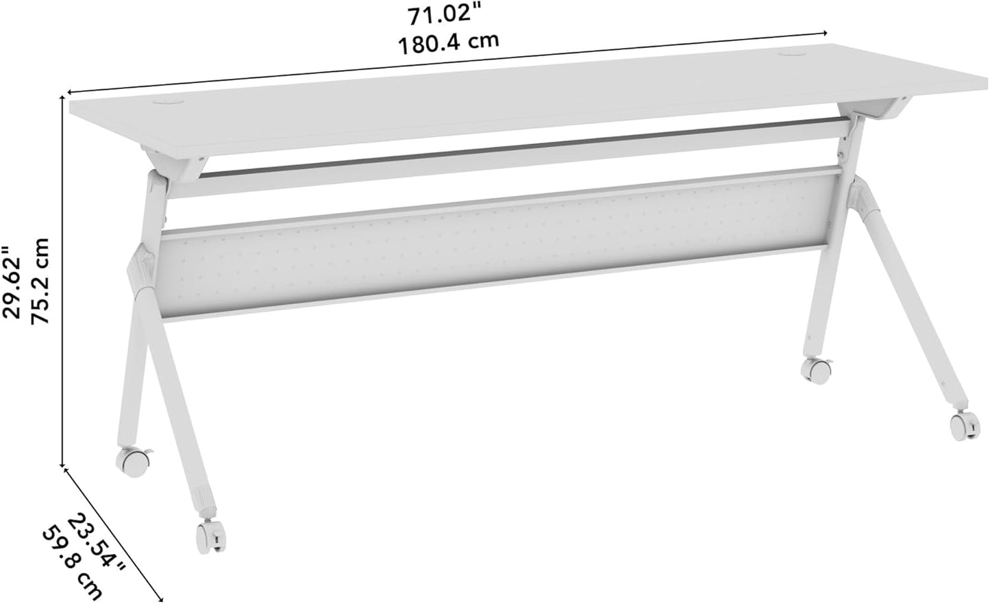 Bush Business Furniture Folding Training Table, 72 inch Desk with Powered Grommets, Commercial-Grade Bundle for Office or Classroom, Envision Collection, Gray