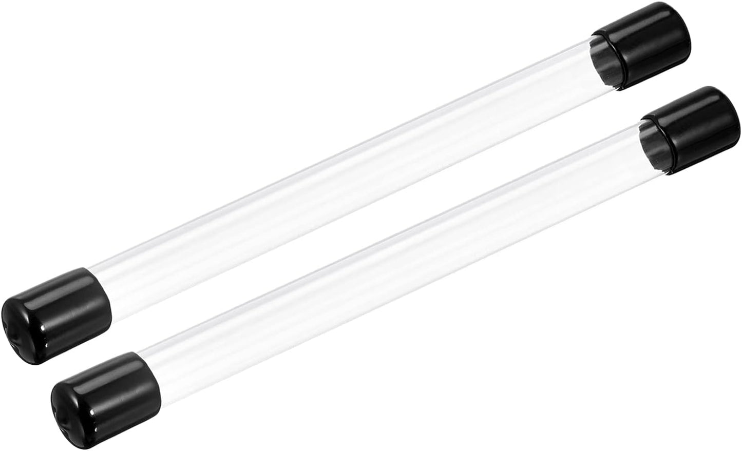 PATIKIL Clear Rigid Tube Round Plastic Tubing with Black Rubber Caps Polycarbonate Water Pipe, 305mm/ 12 Inch Length, 13mmx14mm/0.51"x0.55", 2 Set