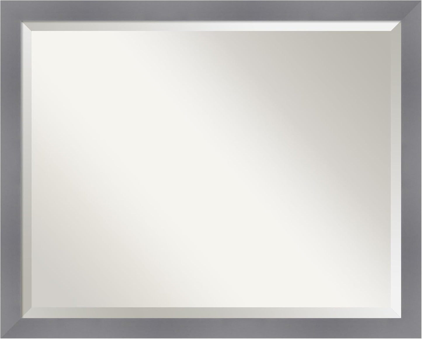 Amanti Art Grey Wall Mirror 25x31 Edwin Grey Rectangle Bathroom Mirror for Wall Decor Living Room, Large Casual Wood Frame, Hangs Horizonally and Vertically, Bathroom Decor, Beveled Edge from WI, USA