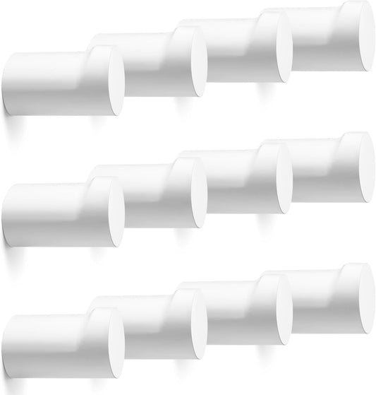12 Pack Wood Wall Hooks, Modern Decorative Coat Hooks Wall Mounted, Handmade White Hat Hooks Heavy Duty Entryway Wall Hangers for Hanging Towels Robes Purses (White)