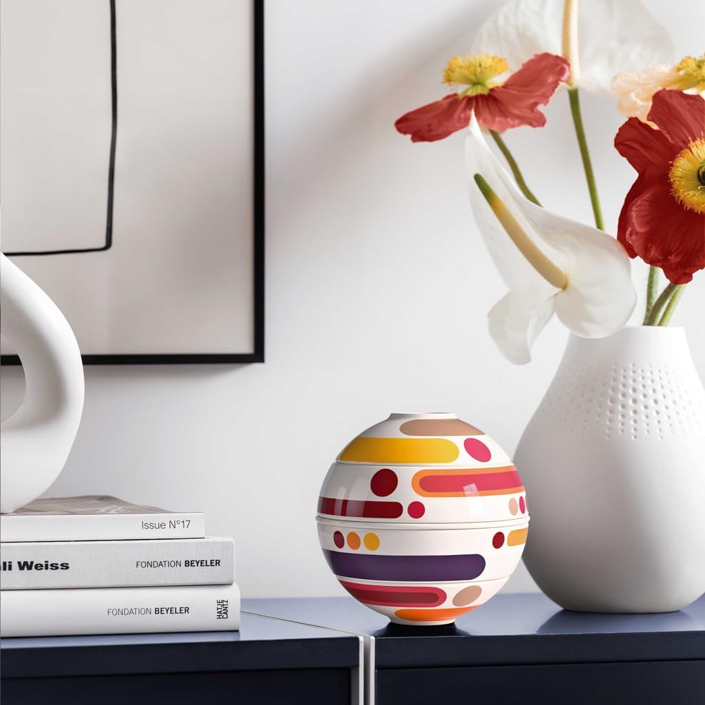 Villeroy & Boch Iconic Collection La Petite Boule Miami, Premium Porcelain, Made in Germany, Dishwasher-Safe, Microwave-Safe, 5-Piece Snacking Set, Decorative Object, 5.5 in Diameter, Multicolored
