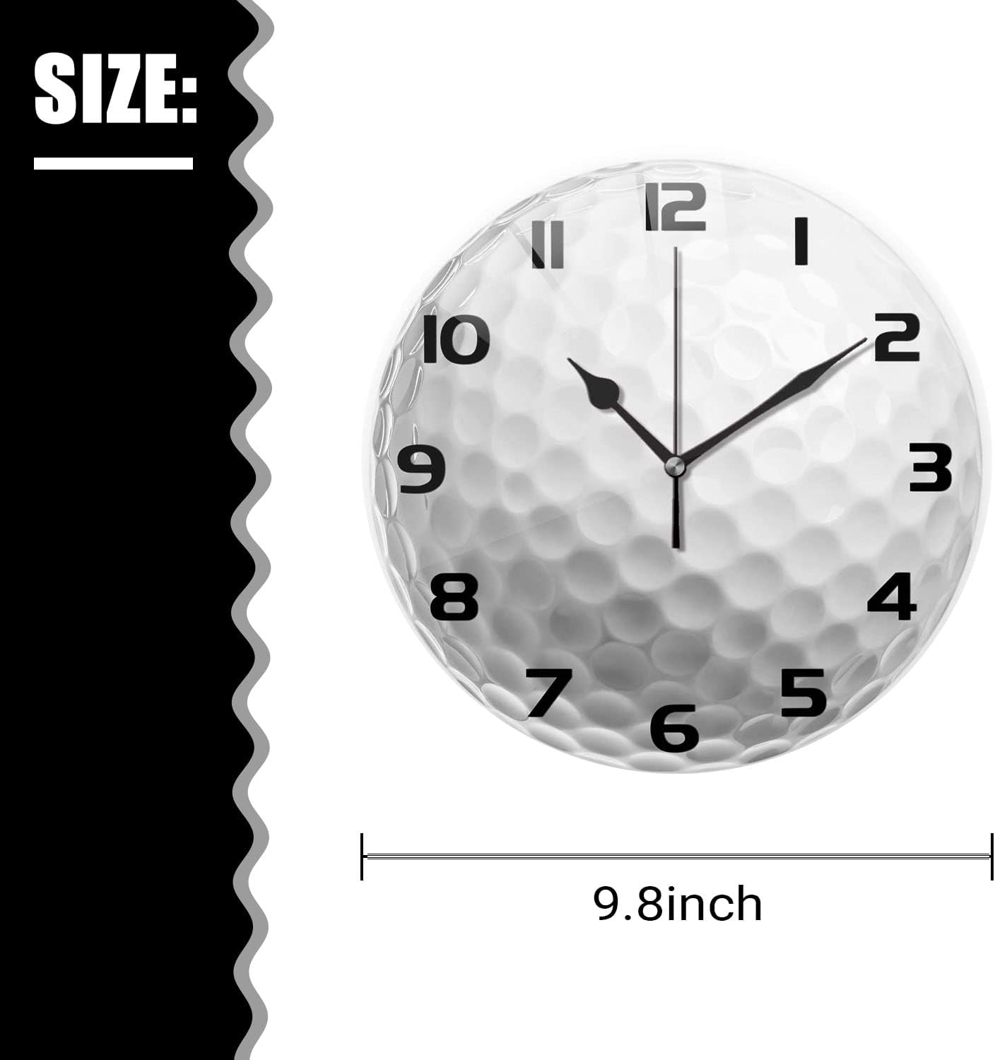 Silent Non-Ticking Sport Theme Wall Clocks, Sport Ball Golf Wall Clock, Battery Operated 9.8"x9.8" Round Wall Clock for Home Decor Boy Room Living Room School Birthday Gift