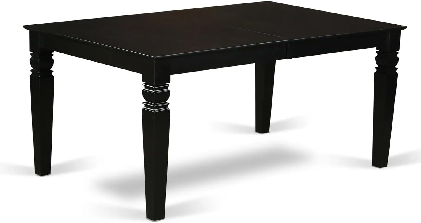 East West Furniture LGDA7-BLK-24 7 Piece Dining Table Set Consists of a Rectangle Kitchen Table with Butterfly Leaf and 6 Polyester Fabric Padded Chairs, 42x84 Inch, Black