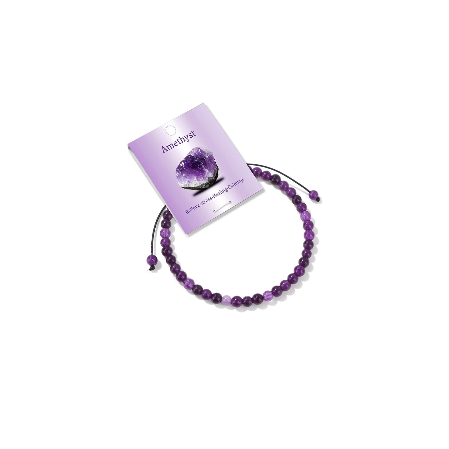 Pendlixy Adjustable 4mm Amethyst Natural Small Gemstone Beaded Bracelet Gravel Beads Crystal Healing Bracelet for Women Reiki Spiritual Jewelry Gifts