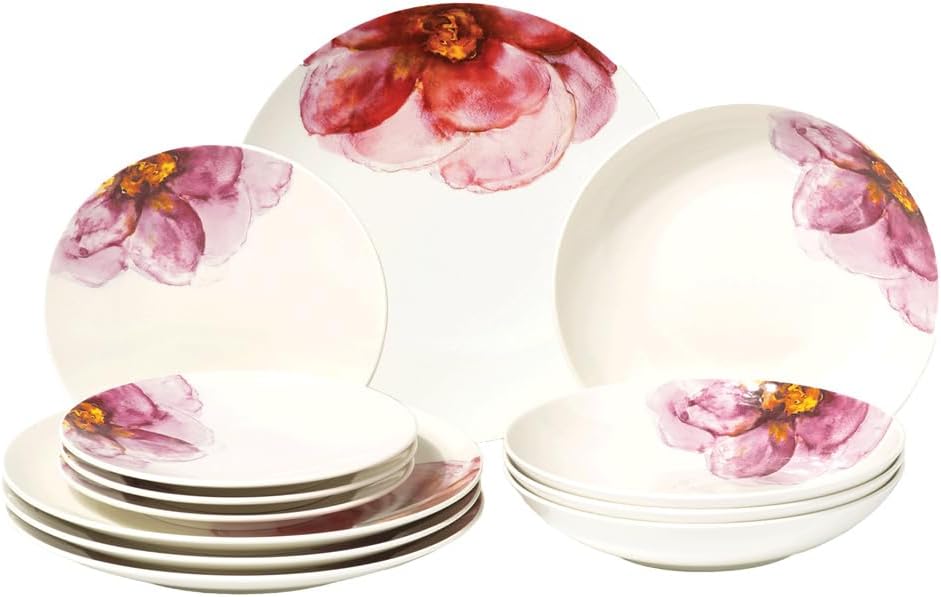 Villeroy & Boch Rose Garden 12-Piece Dinnerware Set, Premium Porcelain, Made in Germany