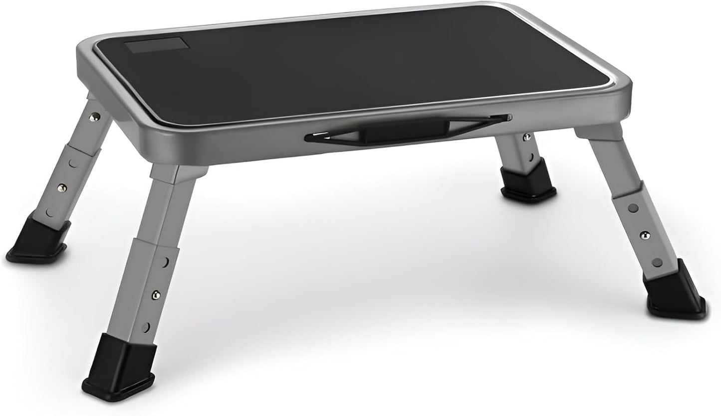 Foldable Step Stool, Adjustable Step Stool with a Non-Slip Platform, Step Ladder with Thick Rubber Feet for Adults or Children in Kitchen, Bedroom, Office, Rv, 330 Lbs Capacity