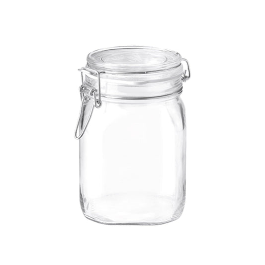 Bormioli Rocco Clear Glass Storage Jars: Airtight Hinged Lid With Leak Proof Gasket, Wide Mouth Canister Kitchen Food Container - For Zero Waste Air Tight Preserving Jam, Spices, Coffee, Sugar & Herbs