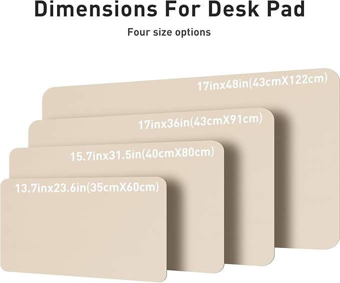 Aothia Leather Desk Pad Protector, Mouse Pad, Office Desk Mat, Non-Slip PU Leather Desk Blotter, Laptop Desk Pad, Waterproof Desk Writing Pad for Office and Home (Beige, 36" x 17")