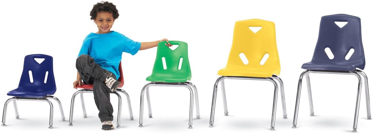 Jonti-Craft Berries 8142JC1007 Stacking Chair with Chrome-Plated Legs, 12" Height, Yellow