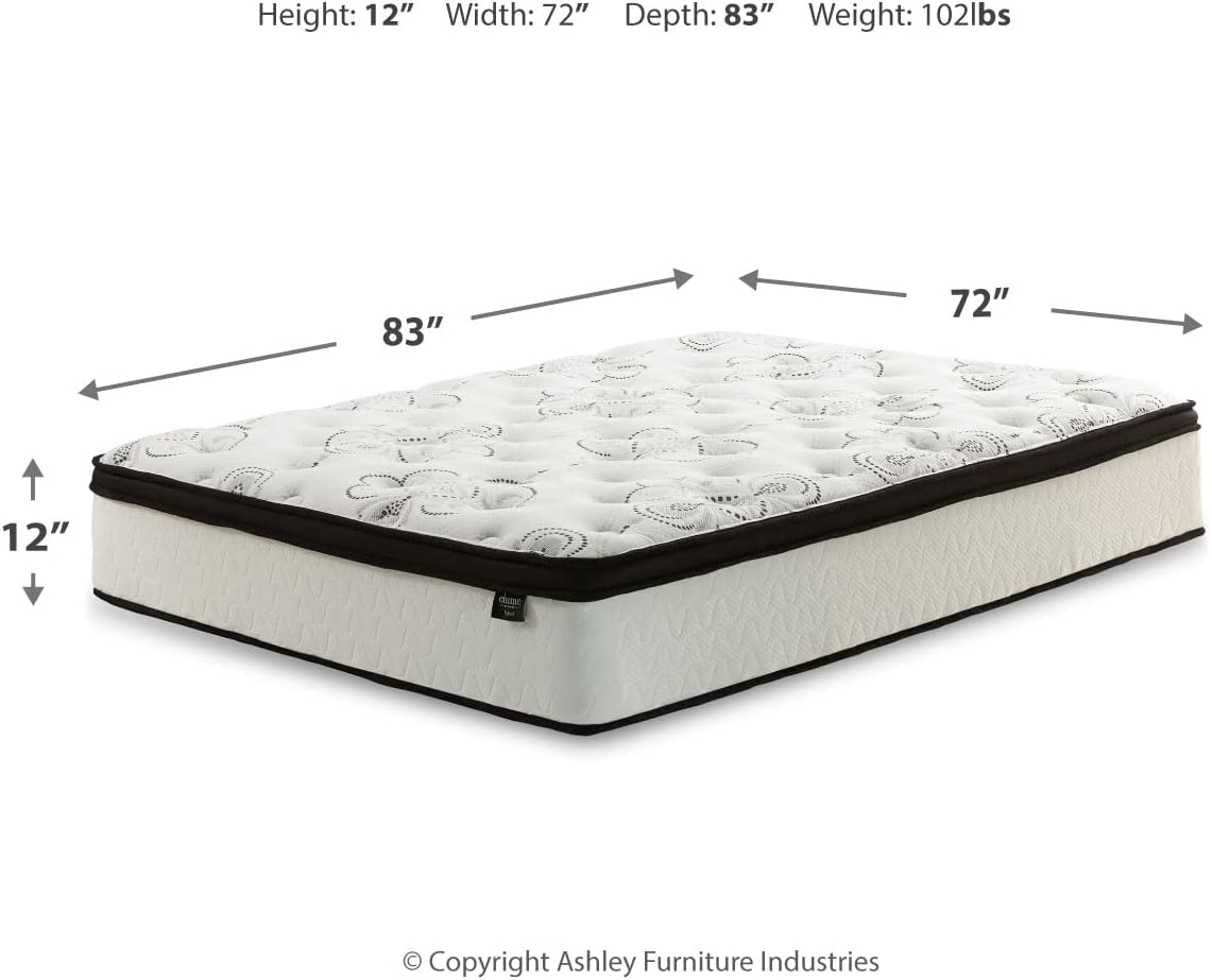 Signature Design by Ashley California King Size Chime 12 Inch Medium Firm Hybrid Mattresswith Cooling Gel Memory Foam for Pressure Relief, Fiberglass Free, Mattress In A Box