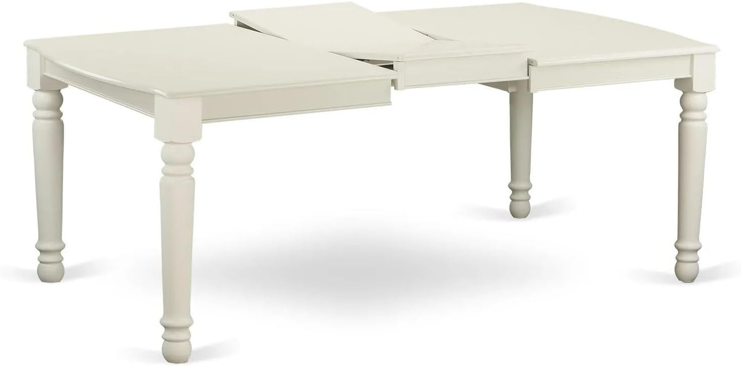 East West Furniture LGDA5-LWH-22 5 Piece Dining Room Set Consists of a Rectangle Dining Table with Butterfly Leaf and 4 Polyester Fabric Chairs, linen white