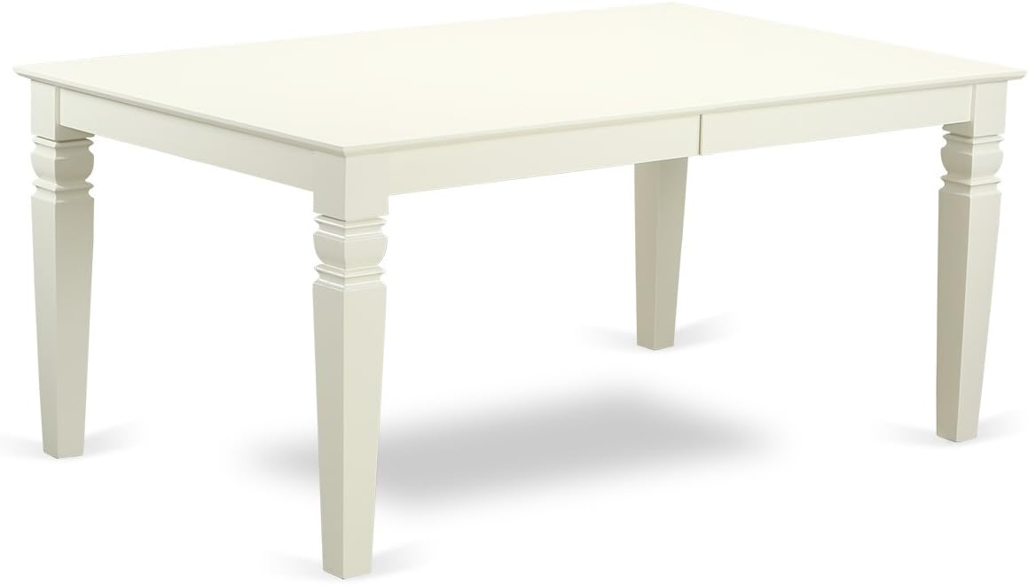 East West Furniture LGAB5-LWH-02 5 Piece Dining Set Includes a Rectangle Dining Room Table with Butterfly Leaf and 4 Light Beige Linen Fabric Upholstered Chairs, 42x84 Inch, Linen White
