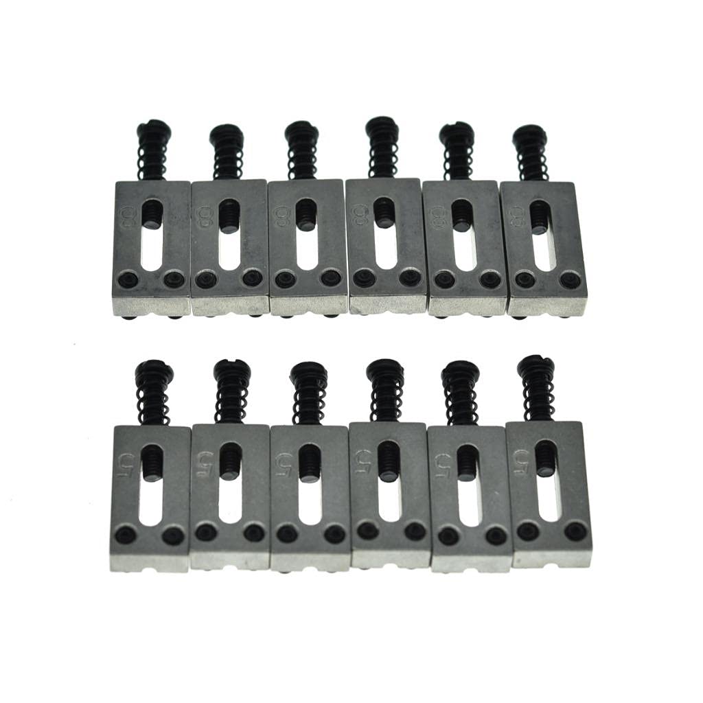 Dopro Pack Of 6 Stainless Steel Guitar Saddles Bridge Saddle 10.5Mm With Black Screws For Strat Tele 6 String Guitar