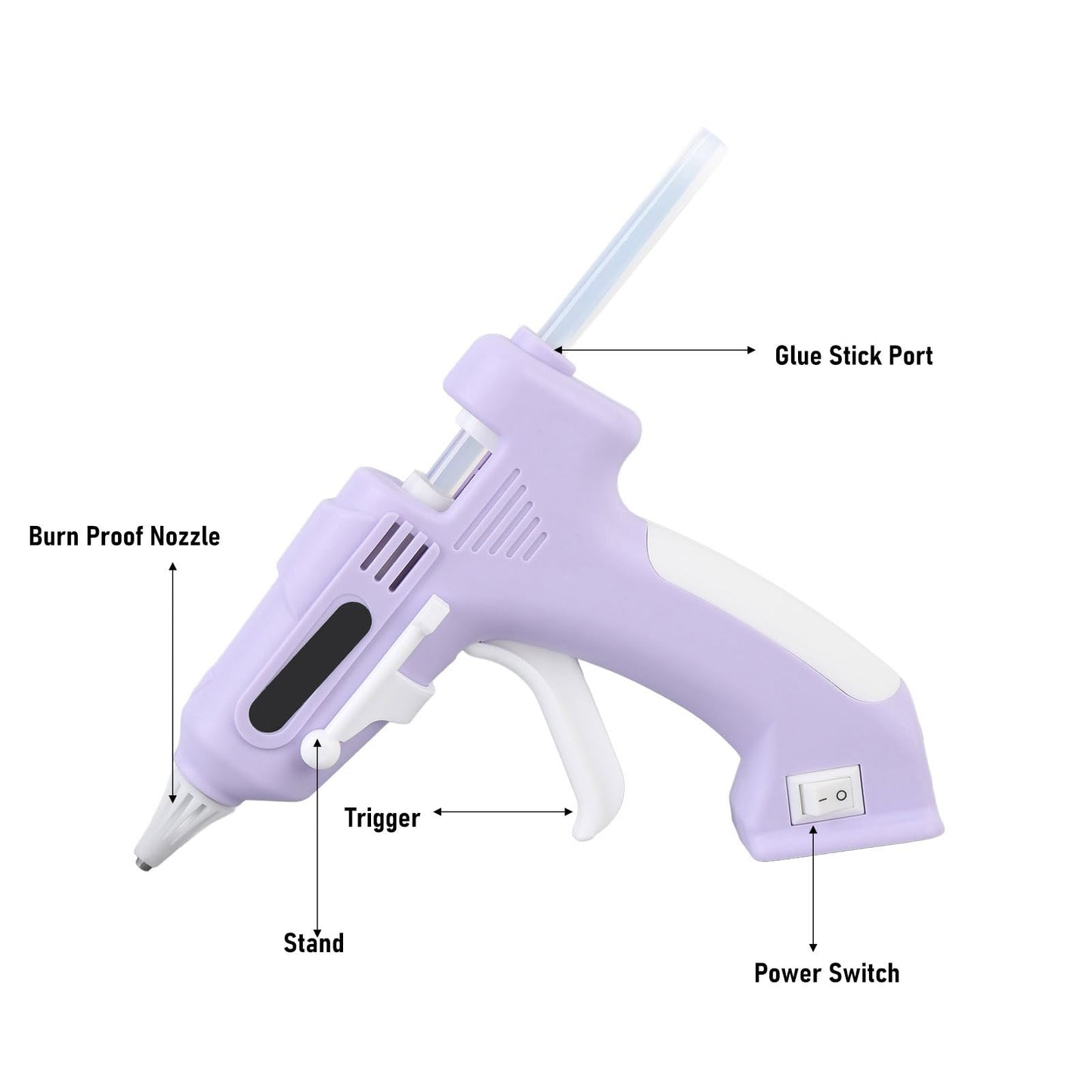 Cordless Hot Glue Gun Kit, High Temperature Mini Electric Hot Glue Kit with 10Pcs 7mm High Adhesion Sticks, Hot Melt Glue Tool for Home Repair, Arts & Crafts (Violet)