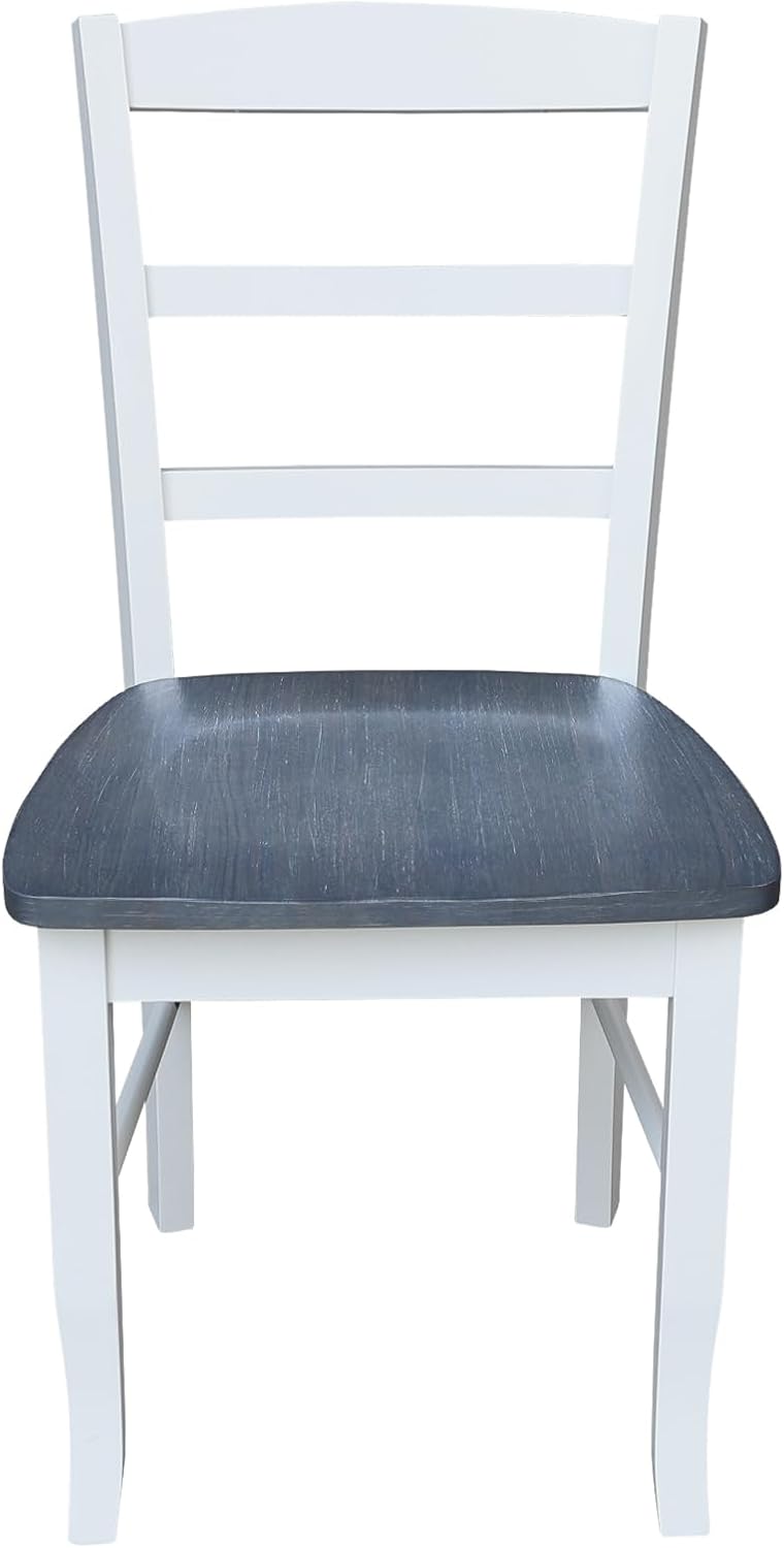 IC International Concepts Set of Two Madrid Ladderback Dining Chairs, White/Heather Gray