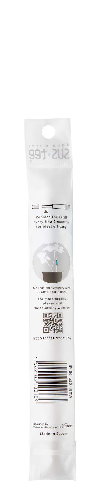 Sustee Aquameter (Medium White Refillable - Bundle of 2) - House Plant Soil Moisture Meter, Humidity Sensor Probe, Water Level Indicator - Best for Indoor Potted Plants