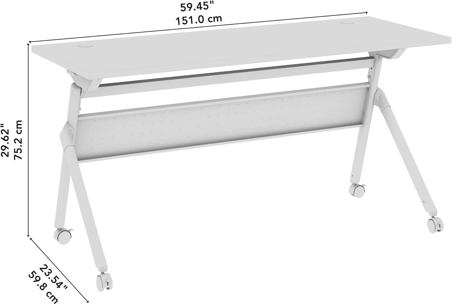 Bush Business Furniture Folding Training Table, 60 inch Desk with Powered Grommets, Commercial-Grade Bundle for Office or Classroom, Envision Collection, Gray
