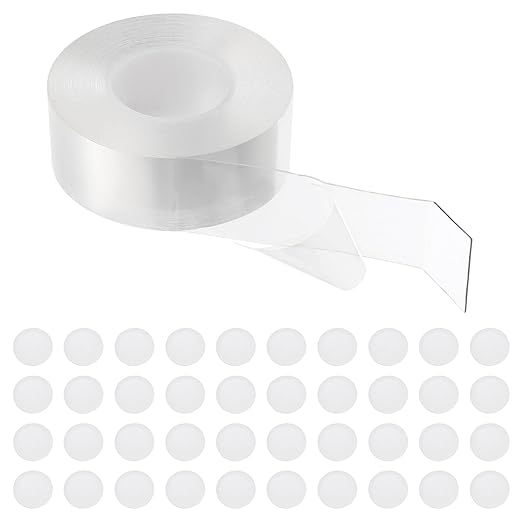 PATIKIL Double Sided Tape Heavy Duty, Transparent Nano Adhesive Mounting Tape for Picture Hanging Walls Decor, 1 Roll 5mx30mmx1mm Strip & 50 Pcs 8mmx1mm Circle