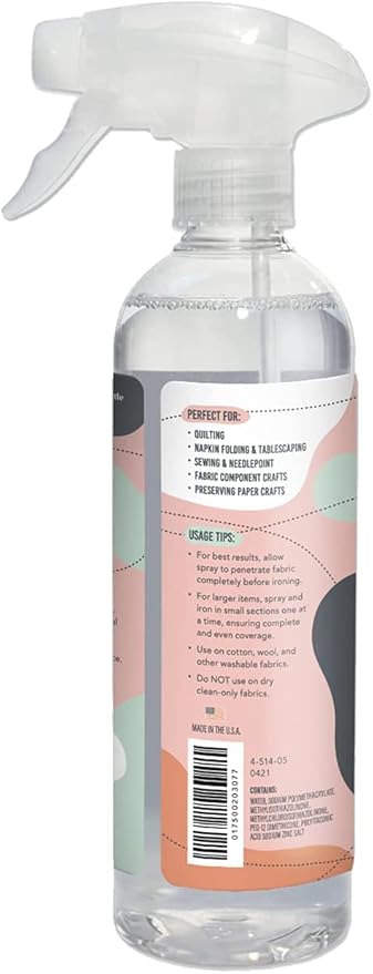 Magic Premium Quilting & Crafting Spray Bottle Fabric Spray for Cutting, Creasing, & Sewing Best Press Spray Starch for Quilting to Flatten Seams & Wrinkles Wrinkle Spray (16oz Trigger)