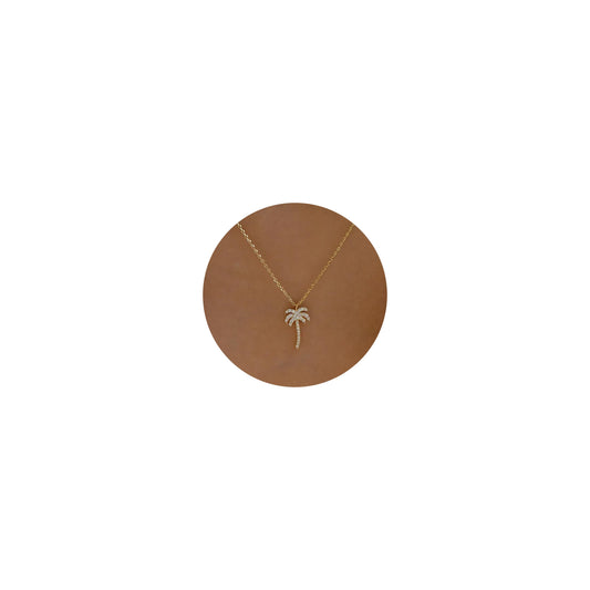 GUOKE Palm Tree Necklace - 14K Gold Plated Dainty Gold Necklace Simple Jewelry for Women