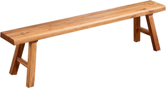 47.2in Wood Bench Indoor – Rustic Farmhouse Entryway Bench, Skinny Bench Design, Made of Extra-Thick Solid Wood, Perfect for Dining Room, Hallway, or End of Bed