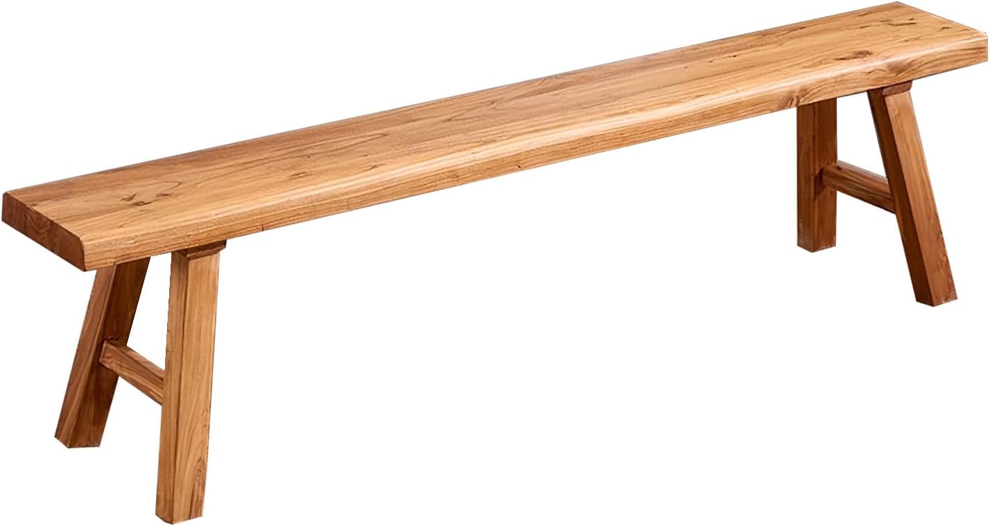 Wooden Bench Indoor – Rustic Farmhouse Narrow Entryway Bench with Slim Skinny Design, Natural Solid Wood, Perfect for Dining Room, Bedroom, or End of Bed, 31.5in Length