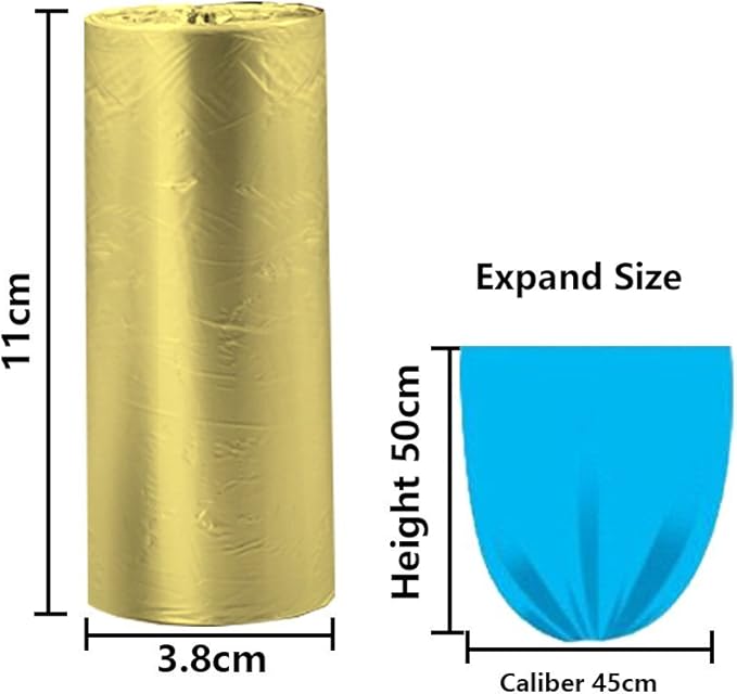 5 Rolls Small Trash Garbage Bags, 4 Gallon Strong Thin Material Disposable Kitchen Garbage Bags, Durable Plastic Trash Bags for Office Home Bedroom Garden Waste Bin, 200 Counts (Golden)