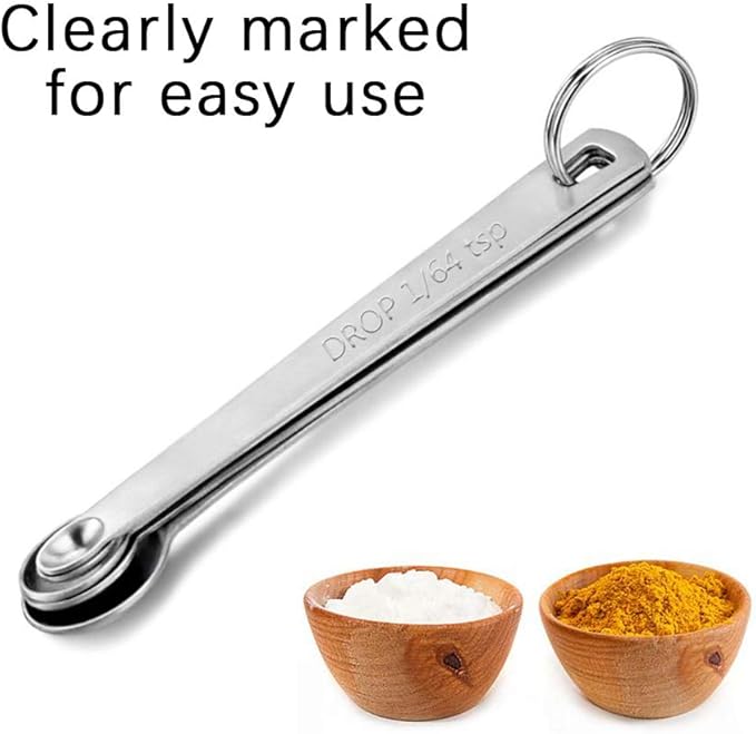4Pack Mini Measuring Spoons Set, Heavy Duty Stainless Steel Teaspoon for Cooking and Baking, Suitable for Small Amount of Dry or Liquid Ingredients and Spices