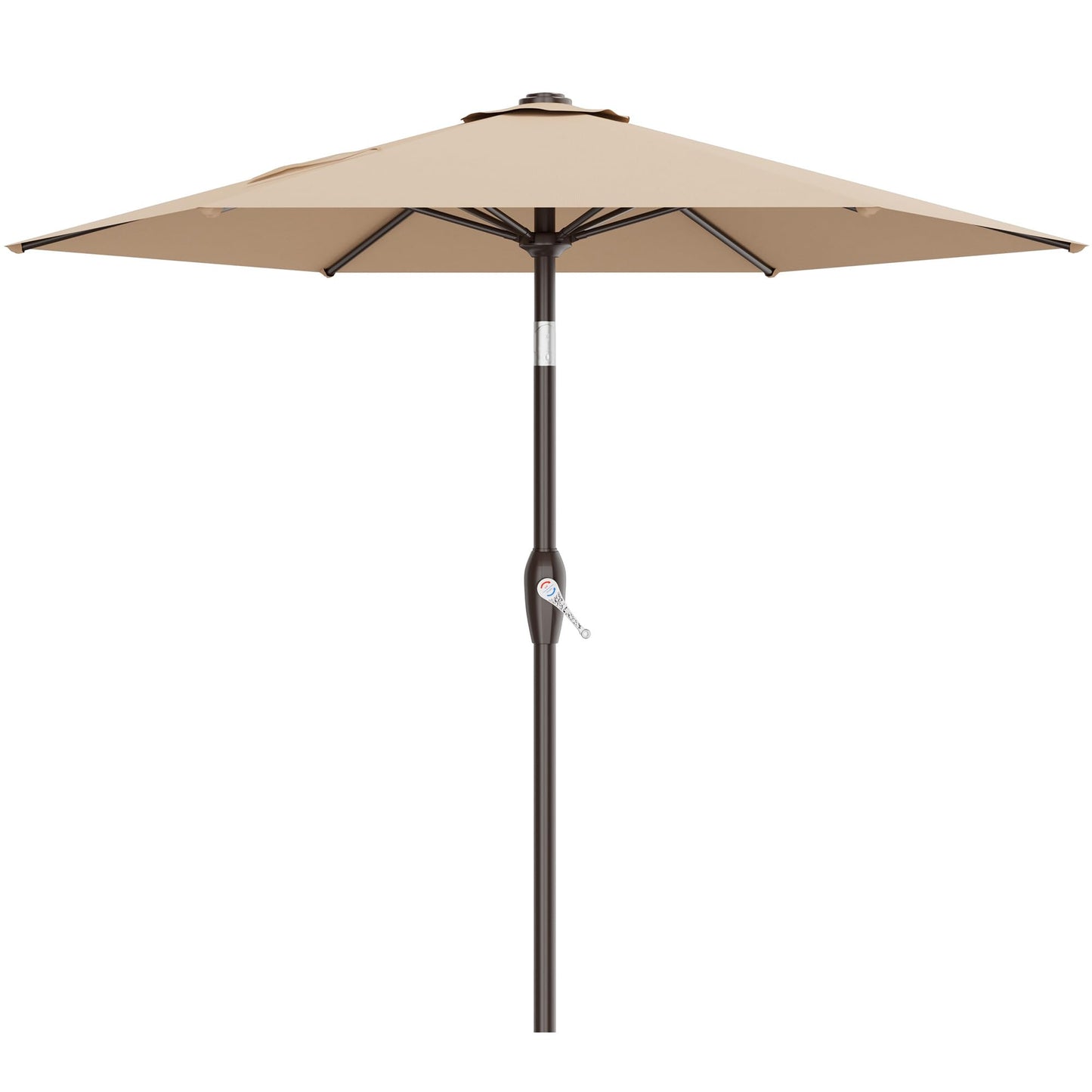 AreShark 7.5FT Patio Umbrella Table Market Umbrella with 6 Sturdy Ribs, Button Tilt/Crank, Heavy-Duty Outdoor Umbrellas for Pool, Deck, Garden and Backyard, Beige