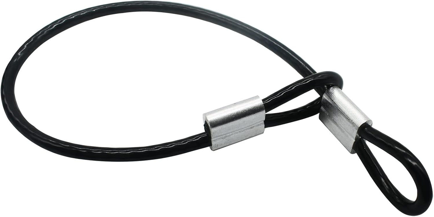 5 Pcs 5mm Wire 24 inch Vinyl Coated Stainless Steel Cable with Loops Short Wire Rope Lanyard Lock Security Chain Link for Outdoor Gates, Black(5mm x24inch)