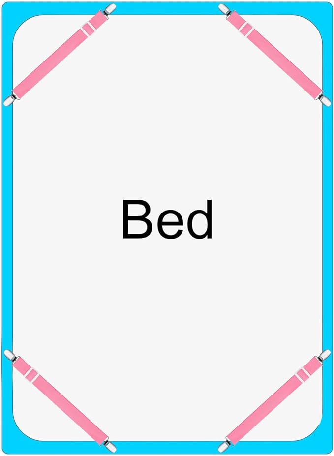 Boao 12 Pcs Bed Sheet Clips Straps Sheet Corner Straps Holder Adjustable Mattress Clips, Elastic Bed Grippers Suspender Fasteners Holder for Home(Pink,8-12 Inch Length)