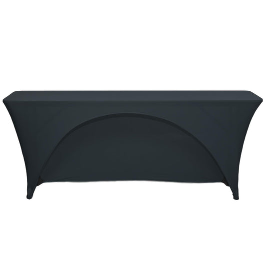 YOUR CHAIR COVERS - Spandex 6 Ft x 18 Inches, Narrow Classroom Open Back Rectangular Training Stretch Tablecloth - Black