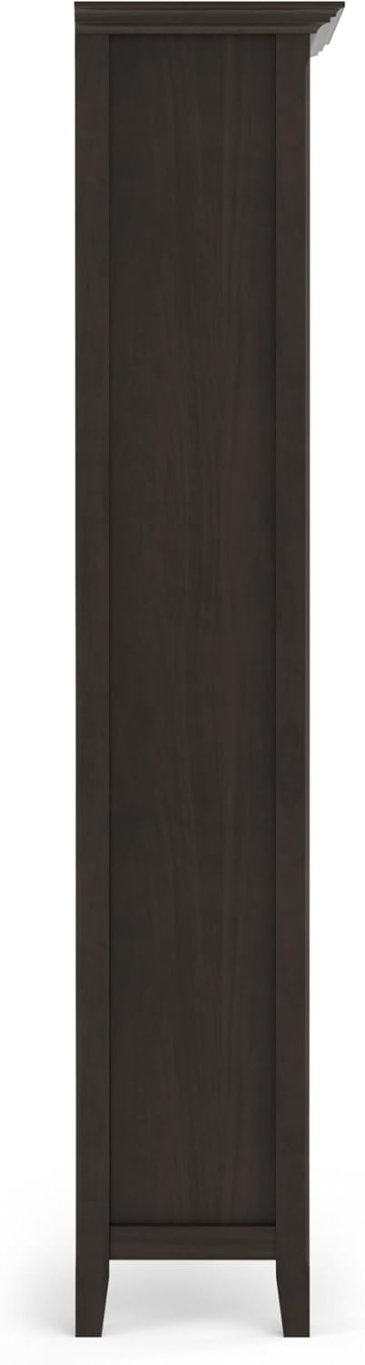 SIMPLIHOME Amherst Bookcase - 70 inch Tall 5-Shelf Solid Wood Bookshelf in Hickory Brown, Transitional Storage for Living Room, Study Room or Office with Adjustable Shelves and Tapered Legs