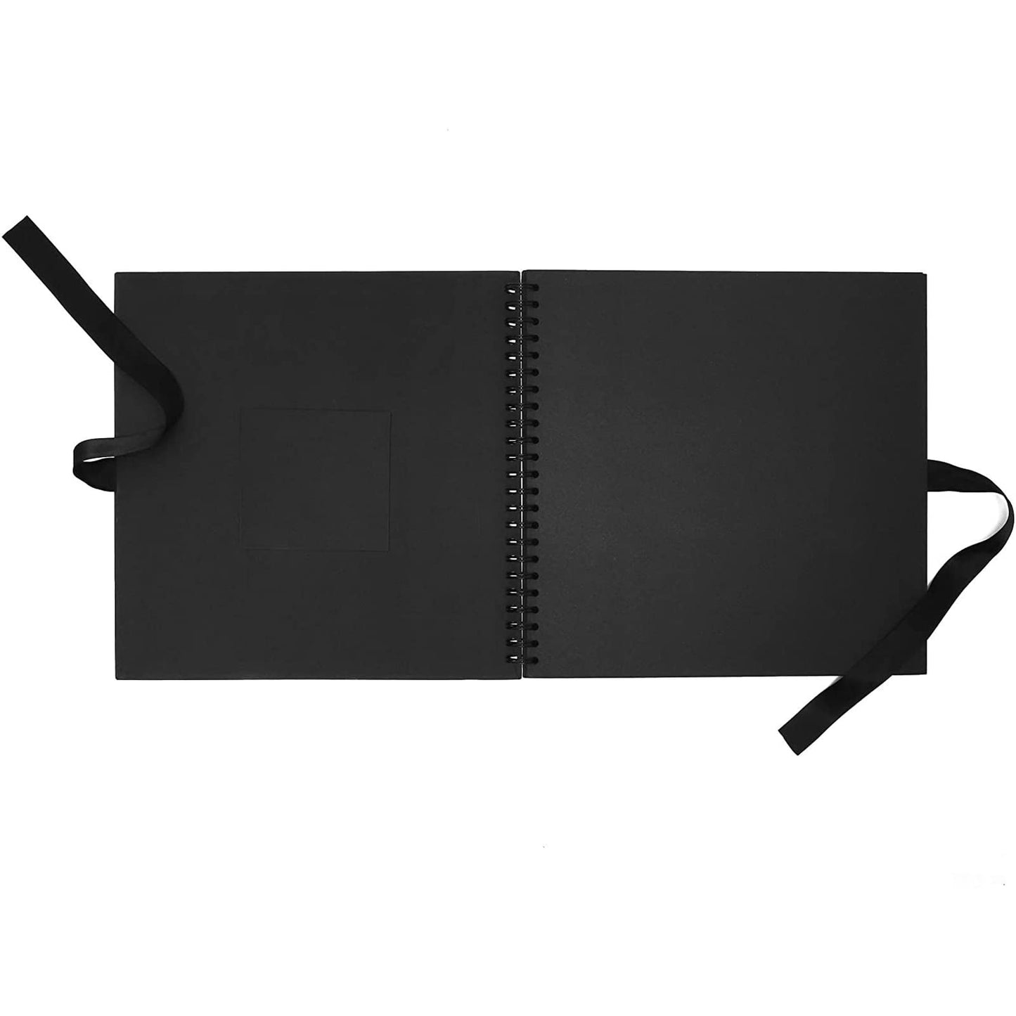 Juvale Spiral-Bound Scrapbook Album - Silk Ribbon Cover for Wedding Scrapbook - Durable Hardcover Black Paper Photo Albums - Complete Scrapbooking Supplies Kit, 80 Pages - 12.25 x 12.25 in, Black
