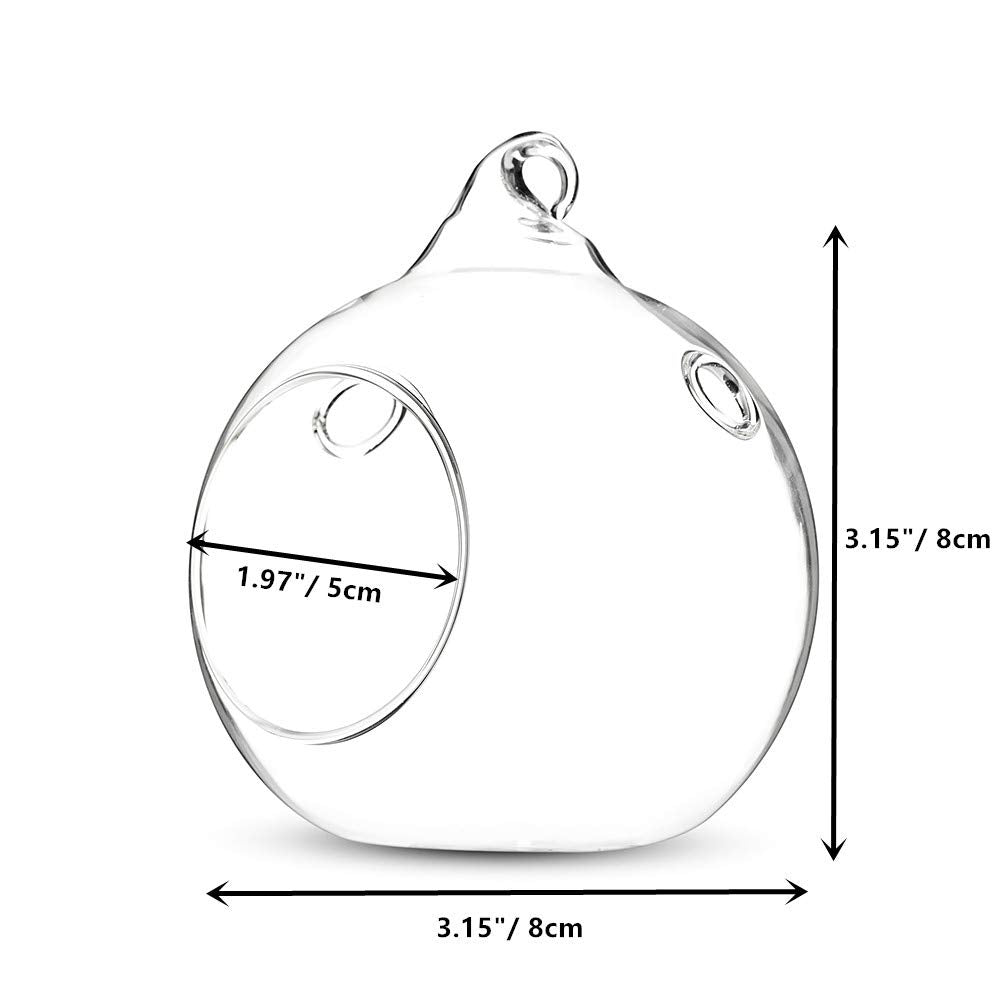 24 Pcs 3.15"/ 8cm Hanging Glass Tealight Holder Globe, Package Improved Plant Terrariums Glass Orbs Air Plants Tea Light Candle Holders, Home Decor Indoor Outdoor Garden (With 2 Holes, 20 Pcs + 4 Pcs)