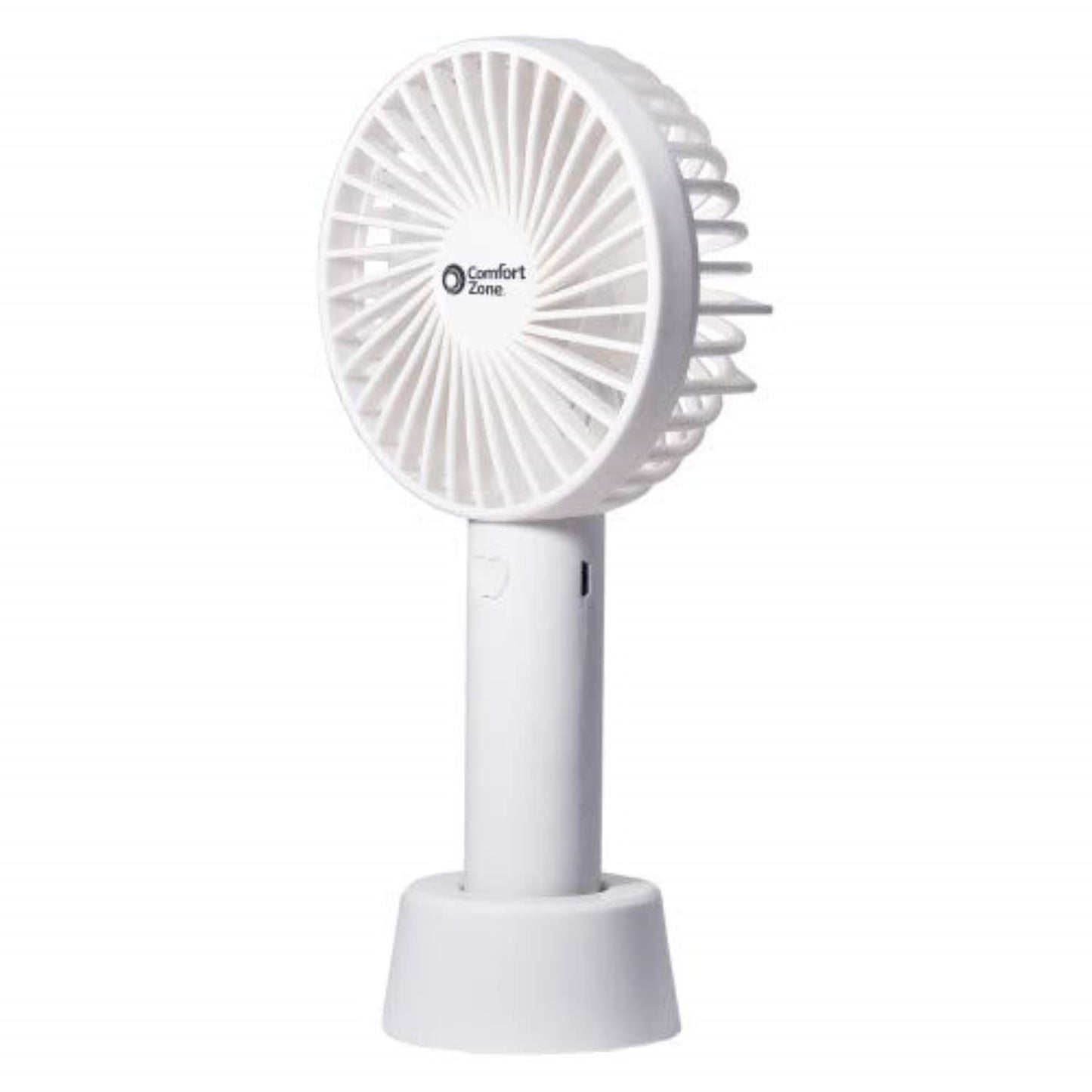 Comfort Zone Personal Handheld Rechargeable Fan, 4 inch, 3 Speed, Lithium Ion Battery, Micro USB Cable, Powerful, Mini Hand Fan,
