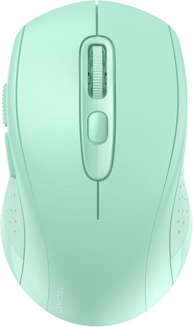 TECKNET Bluetooth Mouse, 4000DPI Wireless Mice for Laptop 2-in-1(BT 5.0/3.0+2.4Ghz) Computer Portable PC Mouse Wireless with USB Receiver for Mac (USB-A+Bluetooth, Green)