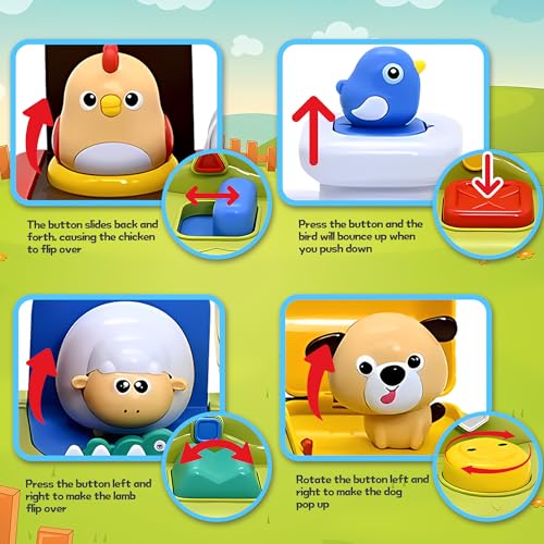 Baby Pop Up Toy with Music- Cause and Effect Pop Up Animal Toys for 6-12 Months Toddlers, 1 Year Old Babies Boys Girls, Infant Interactive Early Learning Educational Montessori Gifts