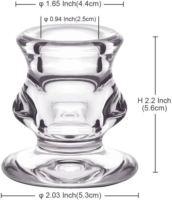 Clear Glass Candlestick Holders, Set of 4 Taper Candle Holders for Wedding, Decoration and Dinning