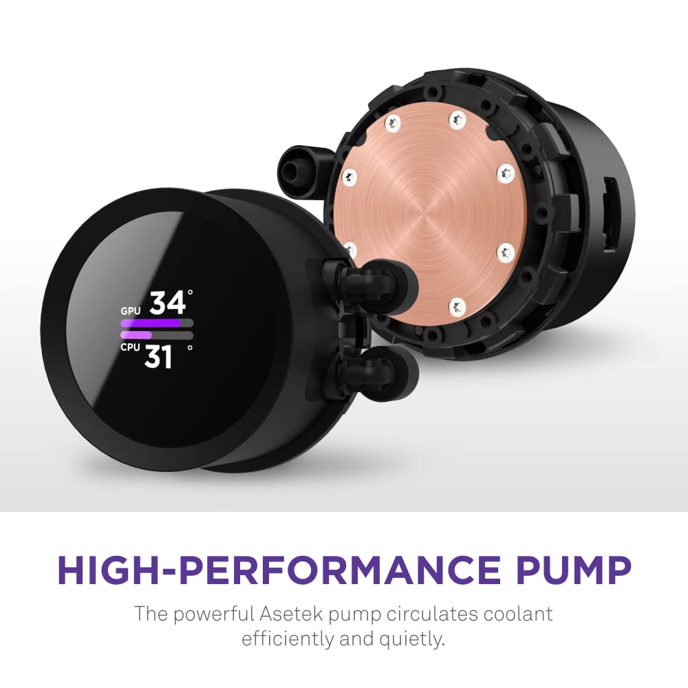 Nzxt Kraken 240 Rgb - 240Mm Aio Cpu Liquid Cooler - Customizable 1.54 Square Lcd Display For Images, Performance Metrics - High-