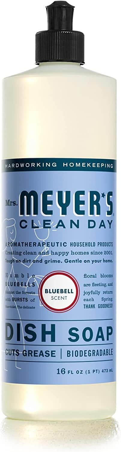 Mrs. MEYER'S Kitchen Set, Dish Soap, Hand Soap, and Multi-Surface Cleaner, 3 CT (Bluebell)