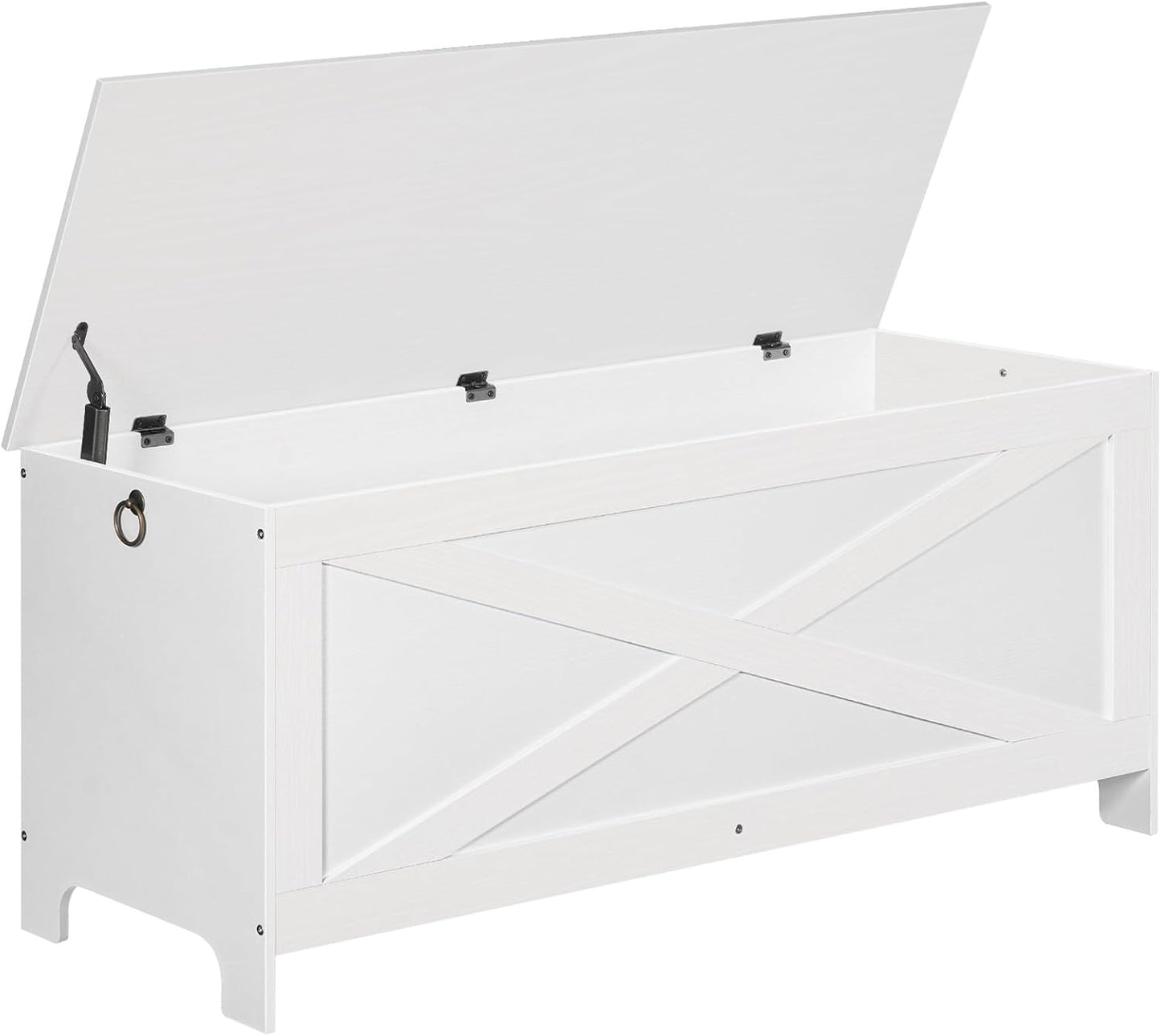 47.2" Toy Chest, Sturdy Entryway Storage Chest with Safety Hinge, Retro Toy Box, Wooden Look Accent Furniture for Living Room, Bedroom, White SCBW48801