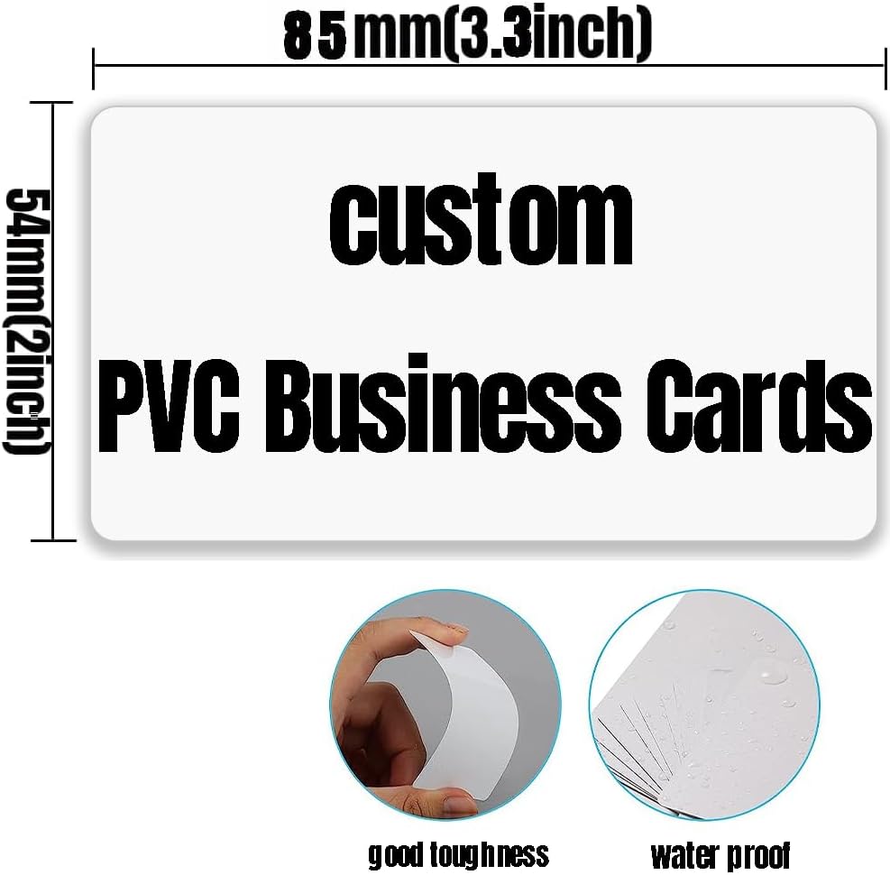 1000Pcs Custom Business Cards PVC Waterproof Add Photo/Text/Logo Print Your Own Business Cards Personalized Double-sided Printed Glossy Matte Frosted 0.38mm Thicknes